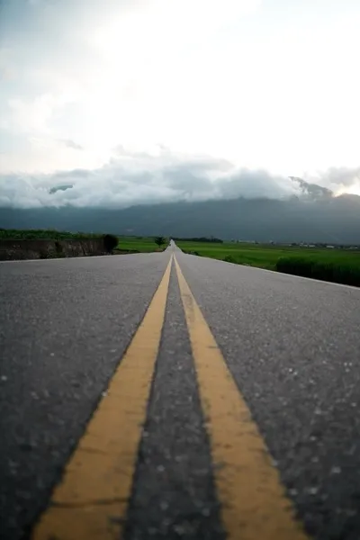 Taitung straight road with mountains